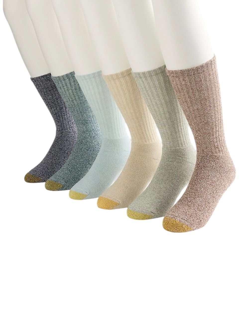 GOLD TOE Harrington Cotton Crew Socks NEW 6 Pack Muti Color Size 10-13